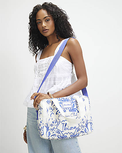 White Ibiza Print Holdall Bag
