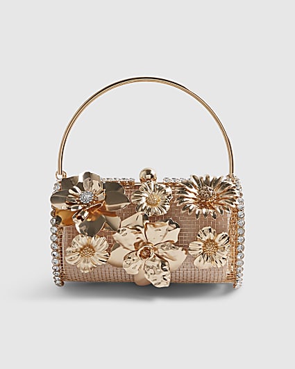 Gold Cylinder Floral Cage Bag