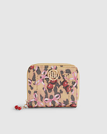 Brown Leopard Cherry Patent Mini Purse