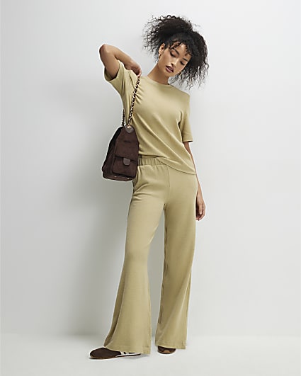 Green Cosy Wide Leg Joggers