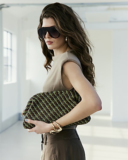 Brown RI Studio Weave Oversized Clutch Bag