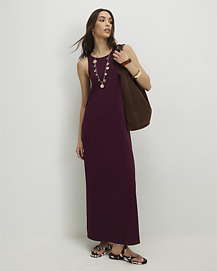 Red Sleeveless Modal Maxi Dress