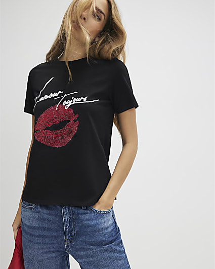 Black L'amour Lips T-Shirt