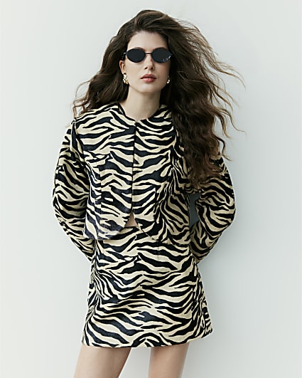 Black RI Studio Zebra Hair on Leather Jacket