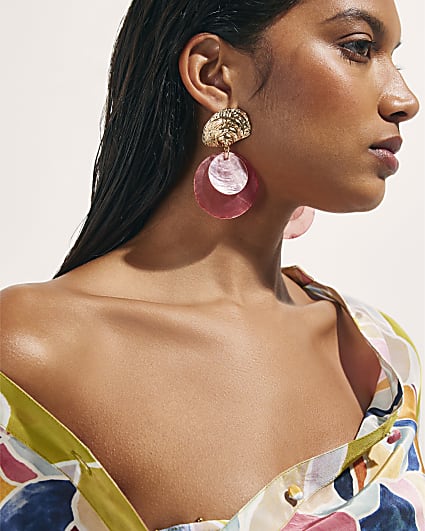 Pink Shell Disc Earrings