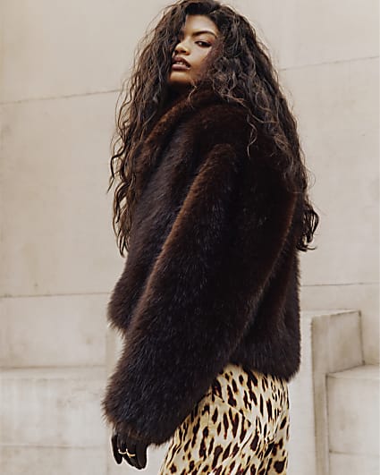 Brown Faux Fur Short Jacket