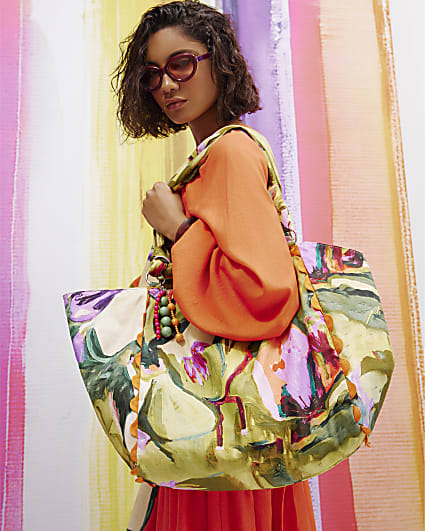 Green Printed Tote Bag