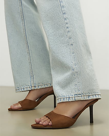 Brown Mule Heeled Sandals