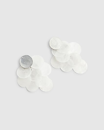 White Shell Stud Earrings