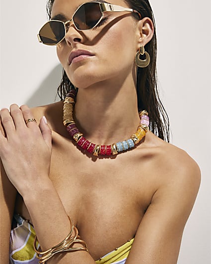 Gold Beaded Chunky Necklace