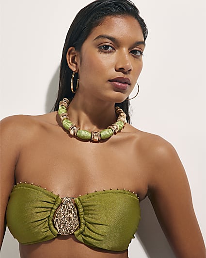Green Thread Beaded Necklace