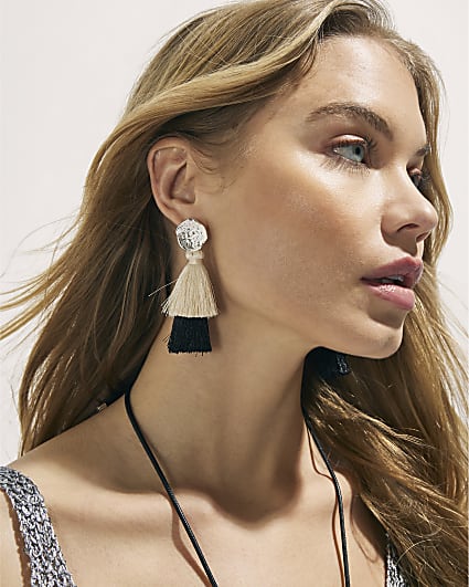 Black Tassel Drop Earrings