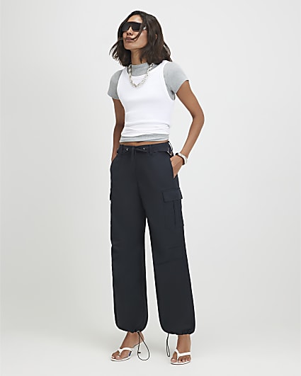 Navy Multi Pocket Utility Cargo Trousers