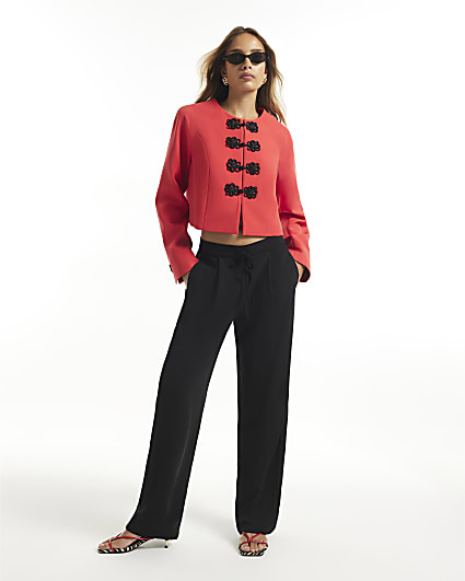Black Smart Wide Leg Joggers