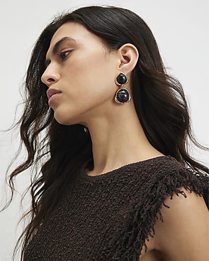 Brown Studio Marble Drop Earrings