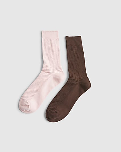 Pink Ribbed Socks 2 Pack