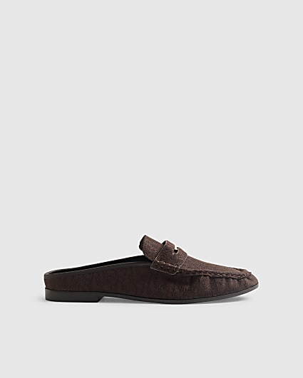 Brown Backless Loafers
