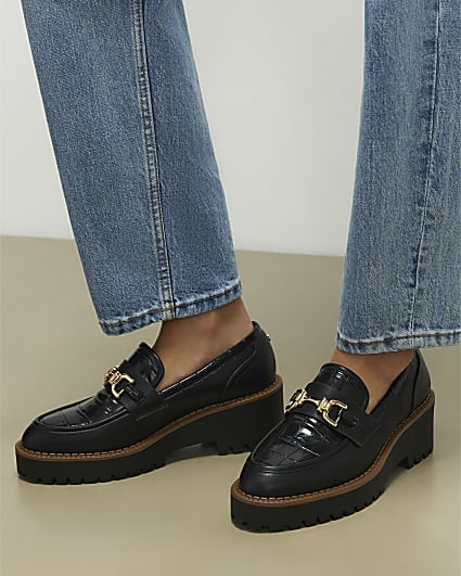 Black Chunky Snaffle Loafers