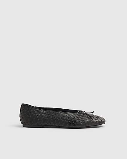 Black Woven Ballet Flats