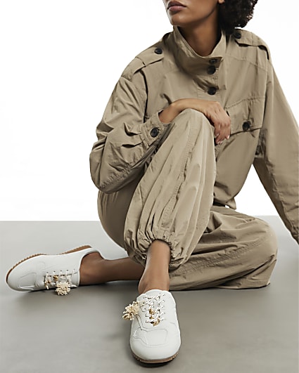 Cream Charm Mule Trainers