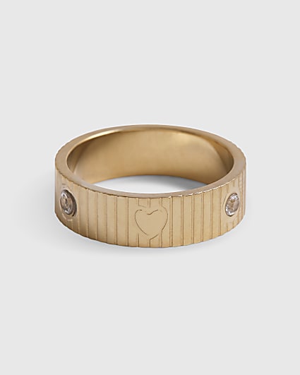 Gold Stainless Steel Waterproof Heart Ring