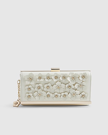 Cream Floral Applique Purse