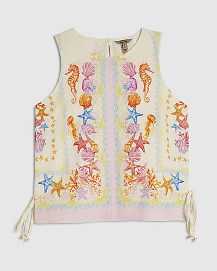 Cream Sea Print Tank Top