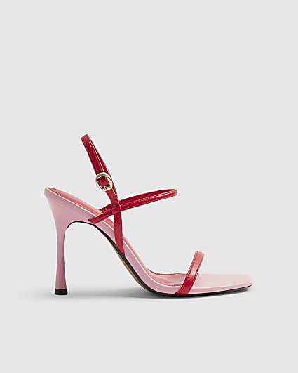 Red Open Back Heeled Sandals