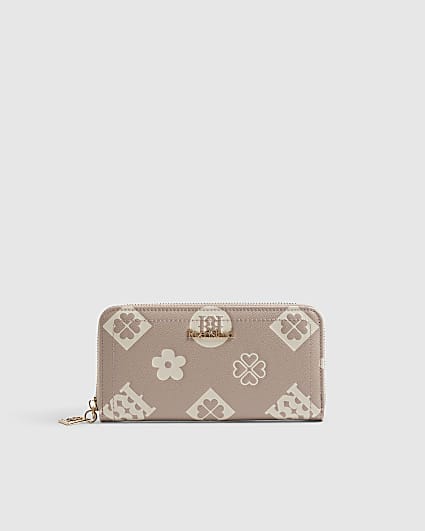 Beige Monogram Embossed Purse