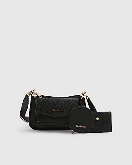 Black Multi Pouch Monogram Crossbody Bag