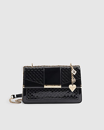 Black Monogram Bar Front Shoulder Bag