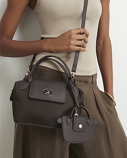 Brown Mini Front Flap Cross Body Bag