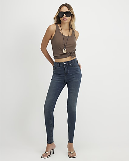 Blue Mid Rise Sculpt Skinny Jeans
