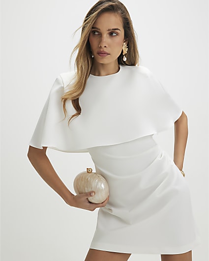 Cream Cape Mini Dress