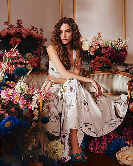 White Full Pintuck Midi Skirt