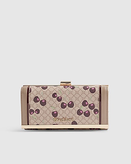 Beige Cherry Monogram Cliptop Purse