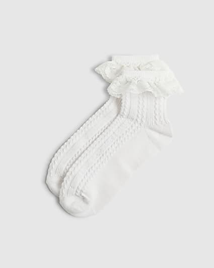 White Large Lace Frill Socks