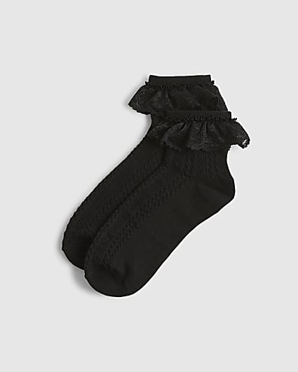 Black Large Lace Frill Socks