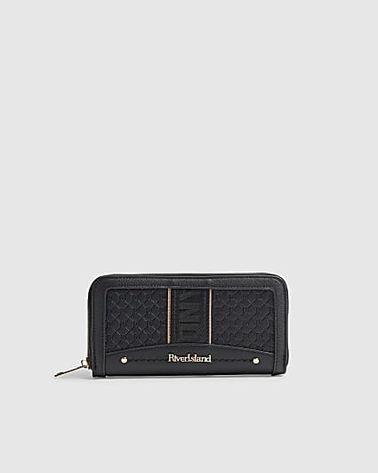 Black Embossed Monogram Webbing Purse