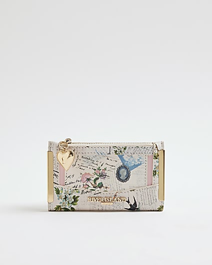 Cream Newsletter Print Purse