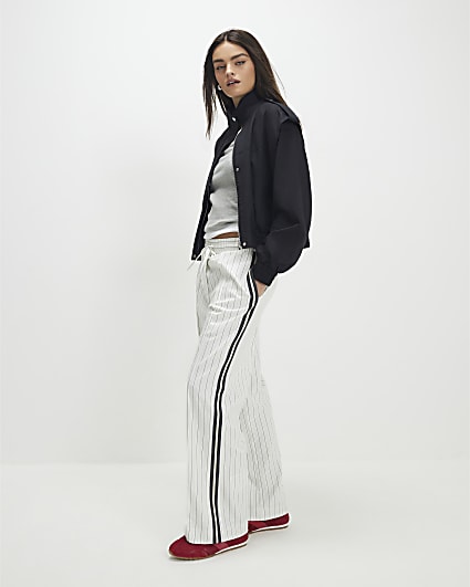 Cream Stripe Tailored Joggers