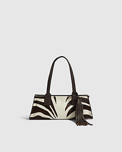 Brown Animal Print Hair On Leather Bag