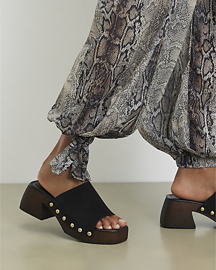 Black Suede Clogs