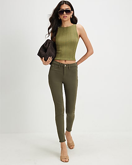 Khaki Mid Rise Molly Skinny Jeans