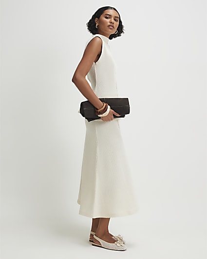 Cream Textured Full Skirt