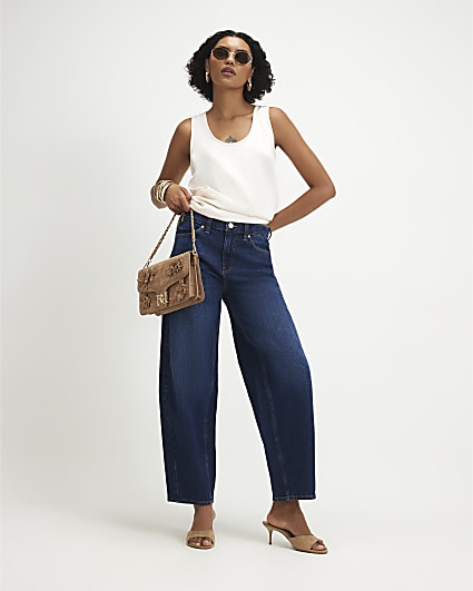 Blue Classic Barrel Leg Jeans