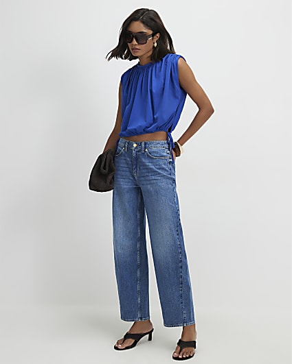 Blue Classic Barrel Leg Jeans