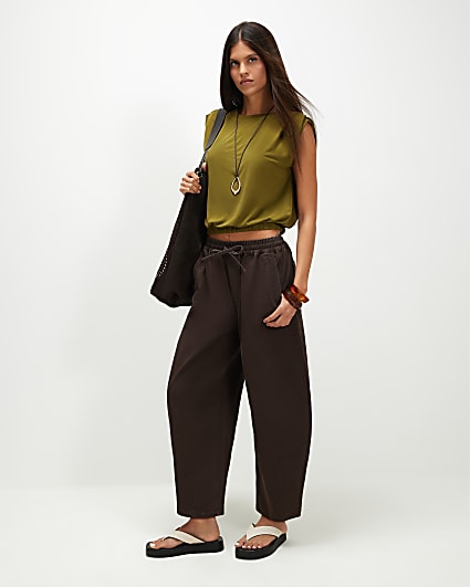 Green Short Sleeve Bubble Hem Top