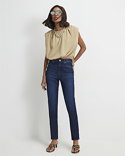 Blue High Waisted Classic Slim Fit Jeans