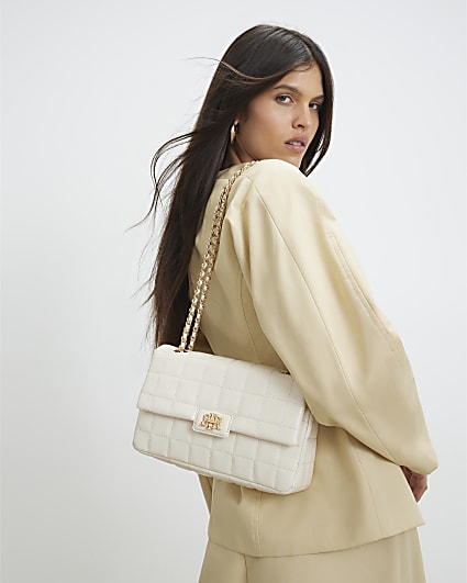 Cream RIR Quilted Shoulder Bag